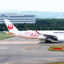 訓練フライトで降り立ったエアバスA350（JAL機）