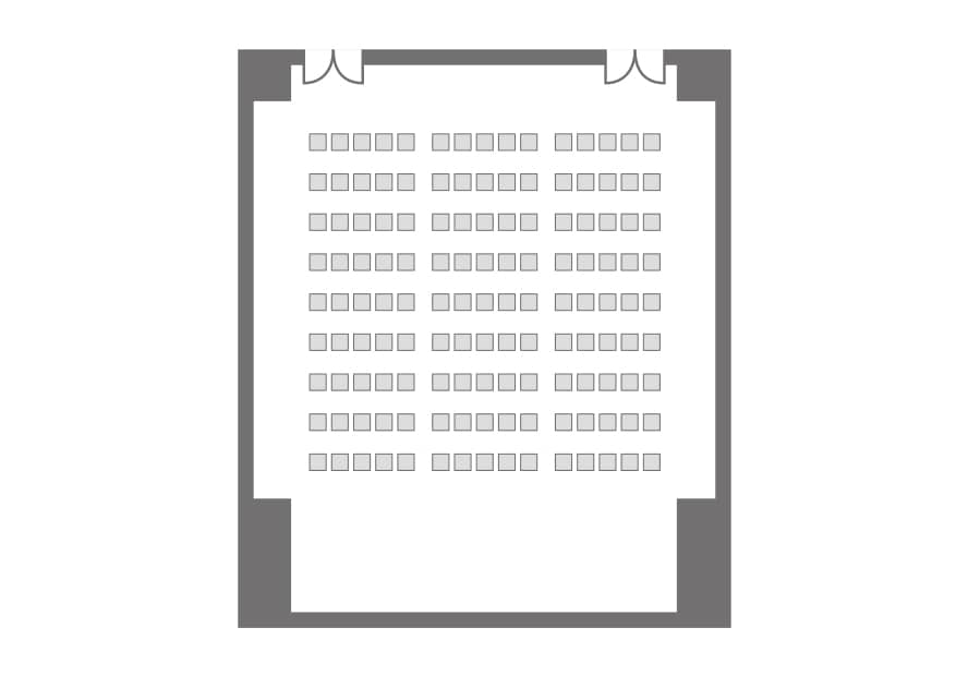 セミナールーム半面使用時のシアター形式レイアウト図